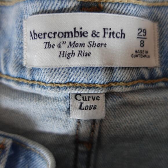 Abercrombie & Fitch Shorts Womens 8 Light Wash 4" Mom High Rise Denim Curve - Picture 5 of 11